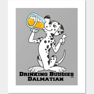 Dalmatian Dog Beer Drinking Buddies Cartoon Posters and Art